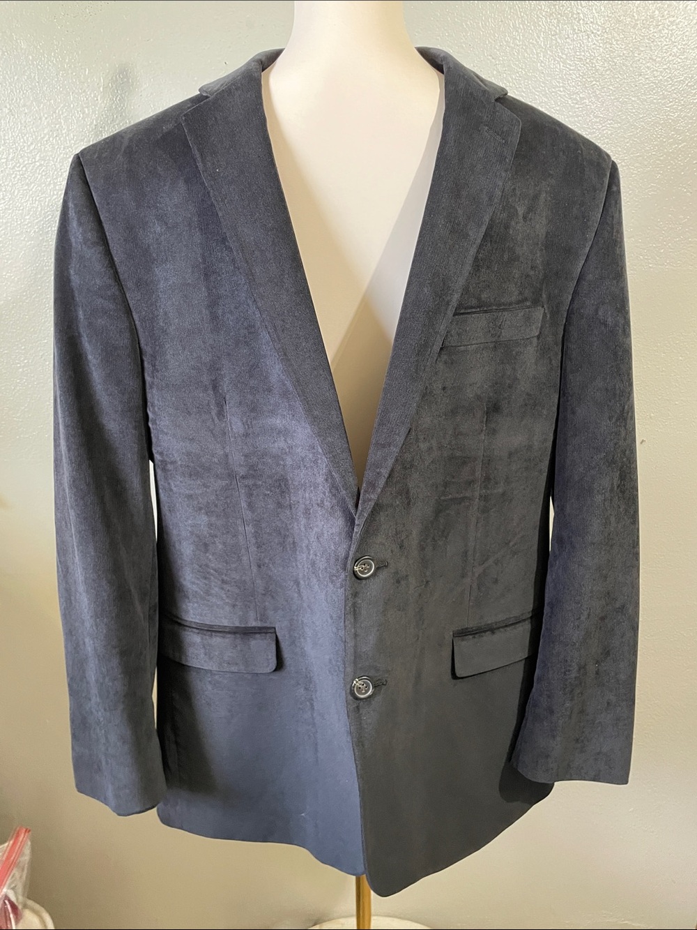 Chaps Dark Academia Corded Texture Blazer Elbow Patch Tailored Sport Coat 44R